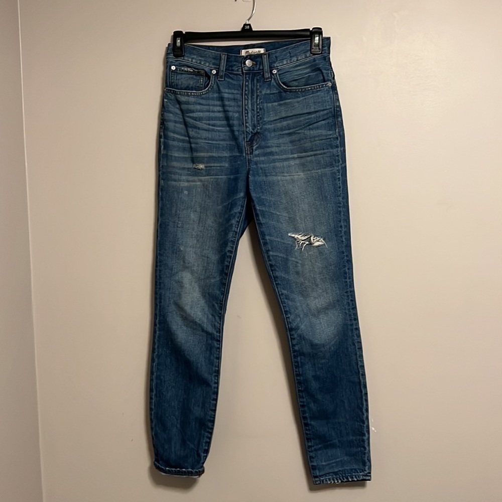 Madewell Women's Rigid High Rise Skinny Denim Distressed Jeans Size 28‎